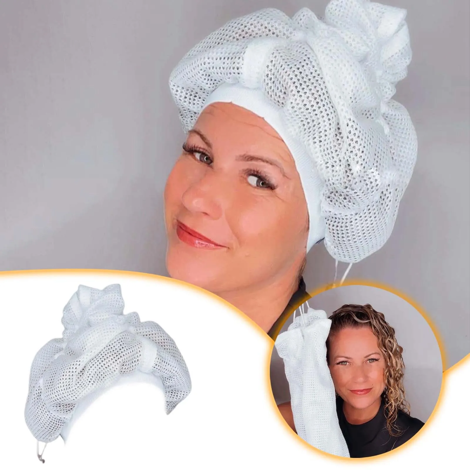Tappo A Rete Per Asciugare I Capelli Ricci Con Coulisse Cappuccio A Rete Regolabile Per Capelli Ricci Net Plopping Bonnet (1 Pz)