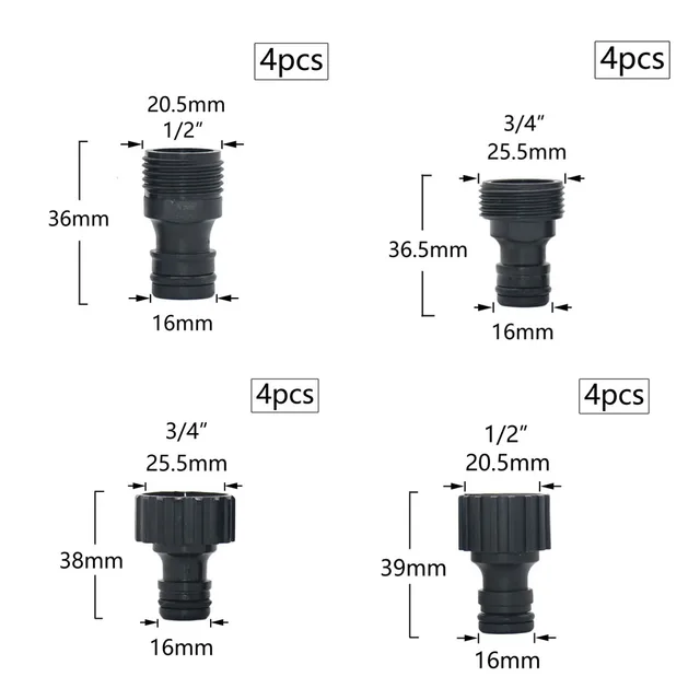 16 Mm -Es Mellbimbó Gyors Csatlakozók 1/2 3/4 Hüvelykes Férfi Női Szál Kerti Öntözési Vízfegyver Adapterrel - Image 6