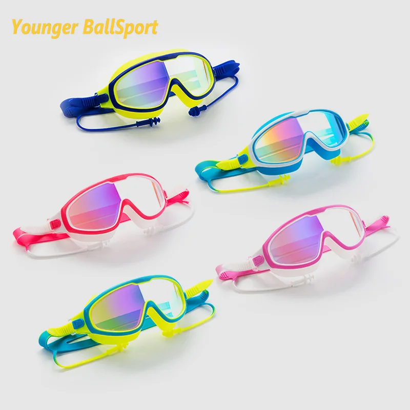 Swimming Goggles Kids Anti-Fog UV Protection Clear Wide Vision Swim Glasses with Earplug for 6-15 Years Children Waterproof cool yag 808nm 1064nm safety glasses ep 8 9 ir infrared laser protective goggles 190nm 470nm uv protection 800nm 1700nm od5 with box