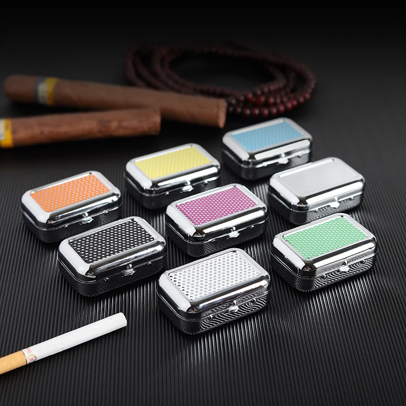 Ashtray with Lockable Lid Portable Metal Desktop Ash Case Outdoor Pocket Ashtray portable ashtray cigarettes ashtray metal ashtray