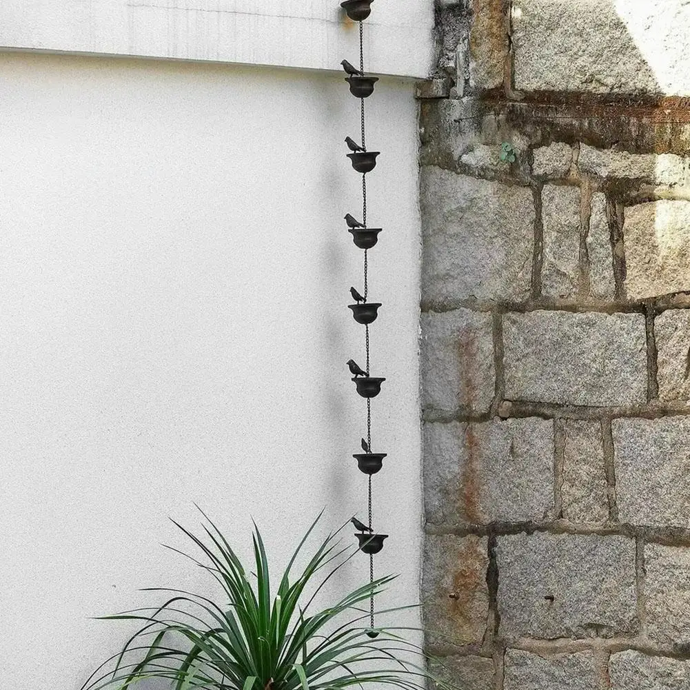 

2.4m Mobile Birds Outdoor Rain Chain Outdoor Hanging Chain Lanyards Decoration Rainwater Drainage Collection System Decorat K5w1