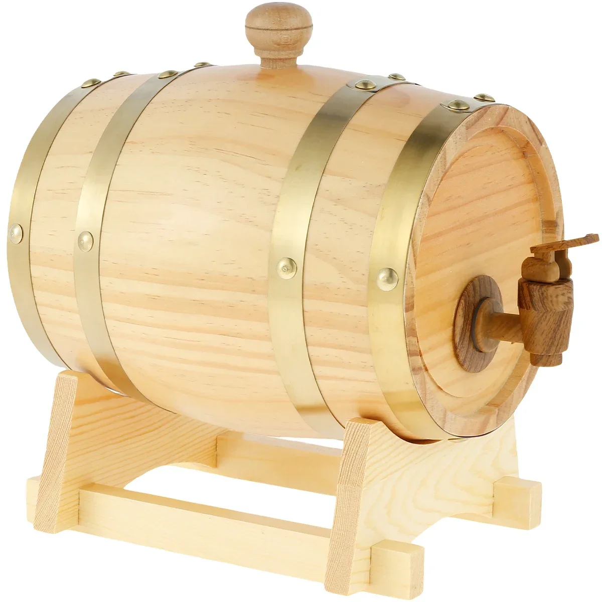1.5L Wood Barrel Vintage Oak Beer Brewing Tools Tap Dispenser for Rum Pot Whisky Wine Bar Tools Home Decoration Wine Bar