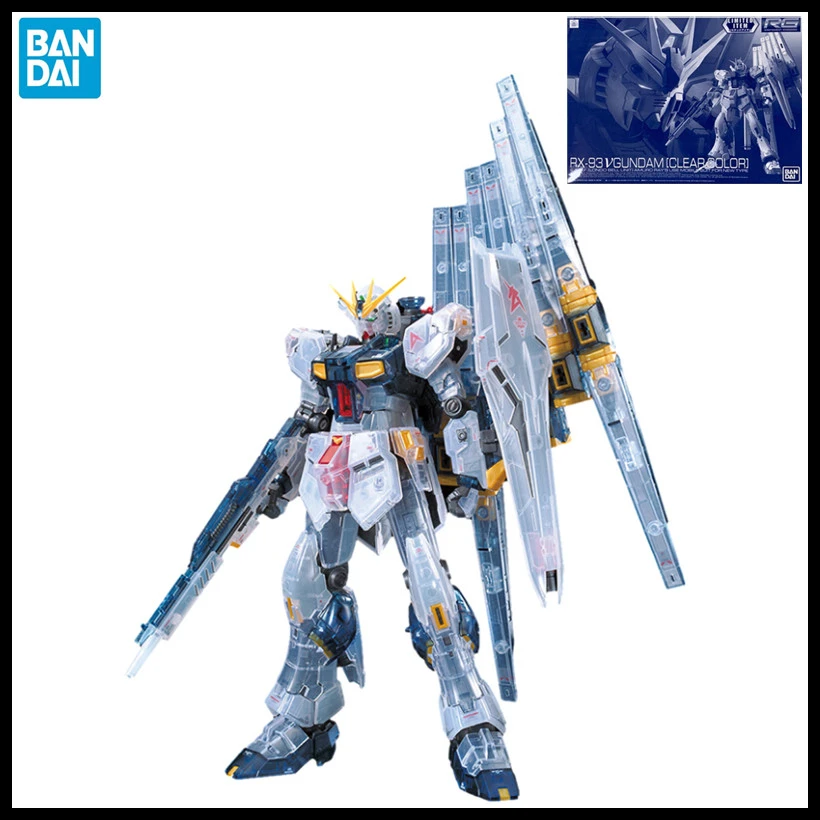 New Bandai Rx-93 V Gundam RG 1/144 V Nu Clear Color Model Kids Assembly  Toys Robot Anime Action Figure Periphery Christmas Gifts