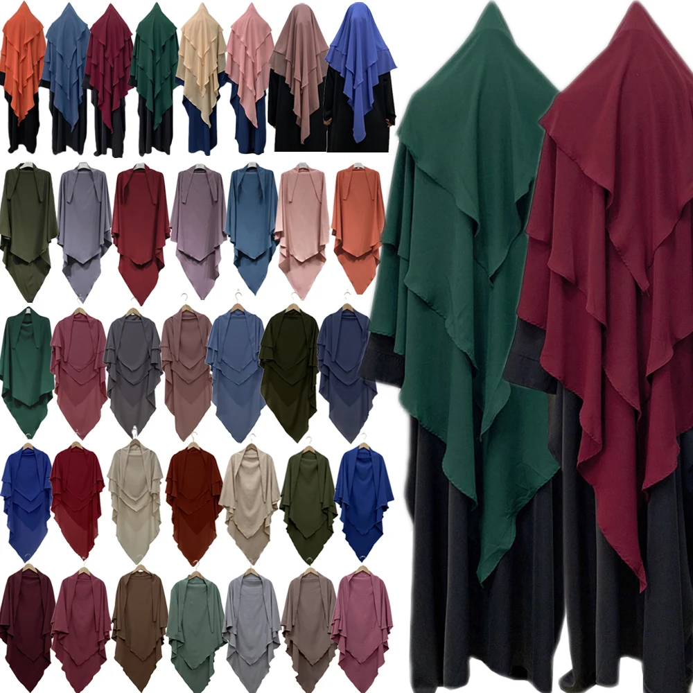 Abbigliamento Islamico Donna Musulmano Pianura Khimar Hijab Sciarpa Copricapo Preghiera Indumento Copricapo Dubai Saudita Turchia Hijab Niqab Nikab