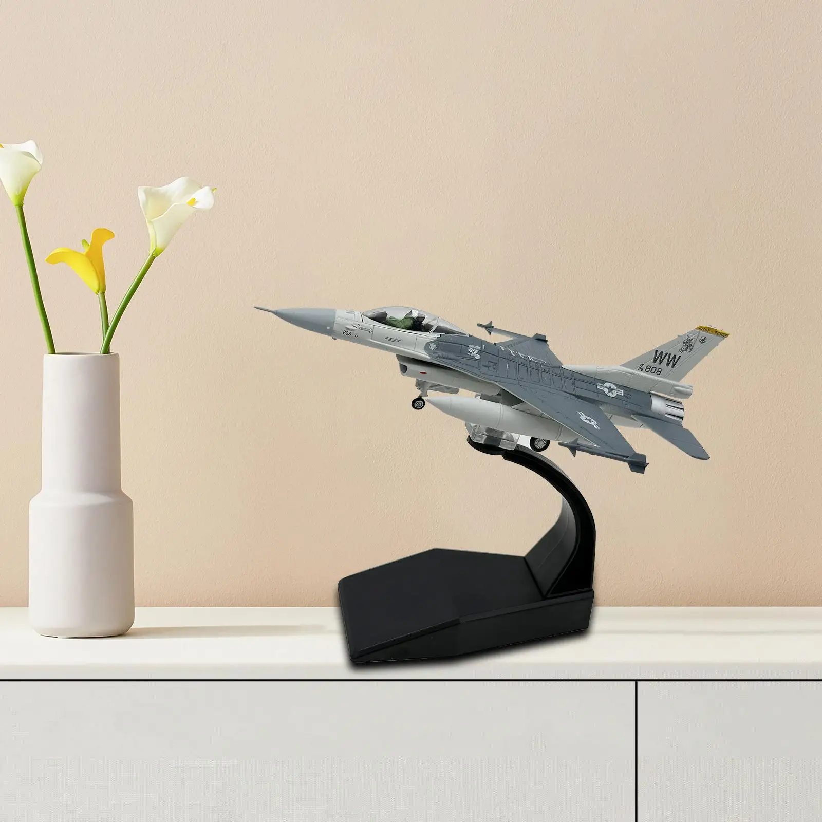 1/100 F16C Fighter Kids Toys Diecast Alloy Model for Shelf TV Aircraft Model Display