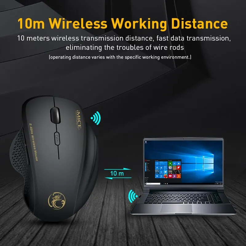 G6 ABS Wireless Mouse Ergonomic Computer IMICE Mouse 2.4Ghz Gamer PC Optical Mouse With USB Receiver 1600 DPI For Laptop PC 4