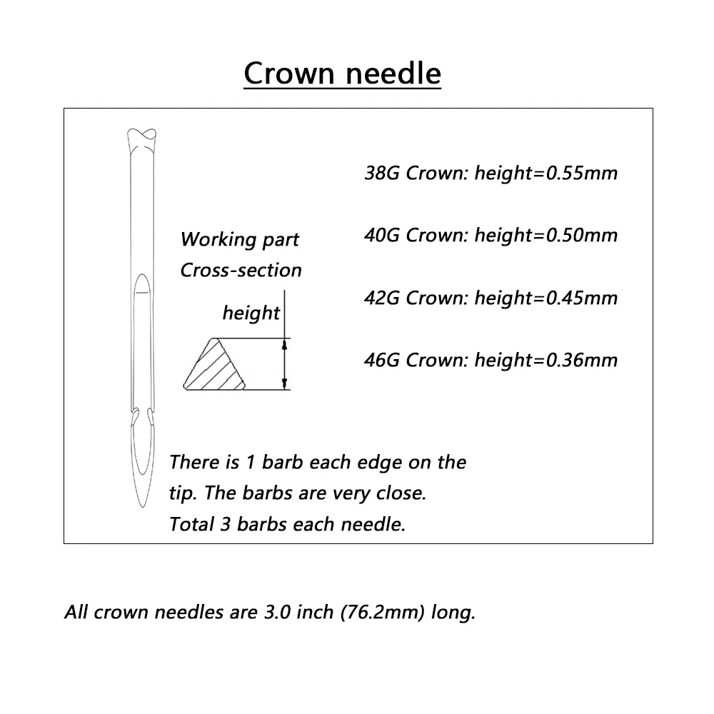 Description Picture 5 of itemWool DIY Felting Needle Samples-Fork, Crown, Sprial, Star, Reverse needle, 100 Pcs