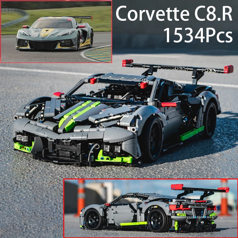 MOC Technisches Corvette C8.R Champions Auto Super-Rennmodell Bausteine Geschwindigkeitsfahrzeug DIY Montage Kinderspielzeug Geburtstagsgeschenke – Detail 3