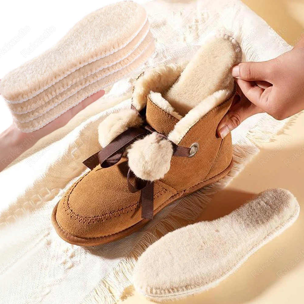 2/4 Stück warme Einlegesohlen aus Wollfilz für Schuhe, Herren und Damen, verdickte Kaschmir-Thermoeinlegesohlen für Füße, Innensohle für Winterschneestiefel – Detail 9