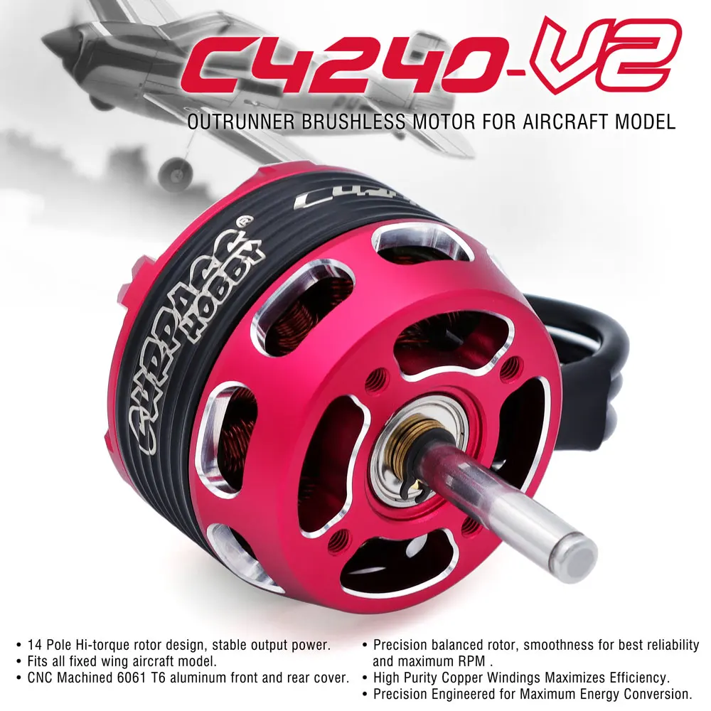 Moteur brushless RC C4250 850KV avec dissipateur thermique et câbles colorés