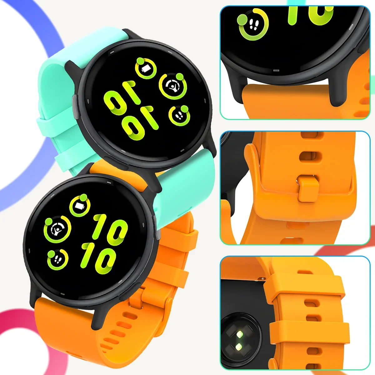 Versatile 20mm Silicone Smartwatch Strap - Universal Fit Bracelet