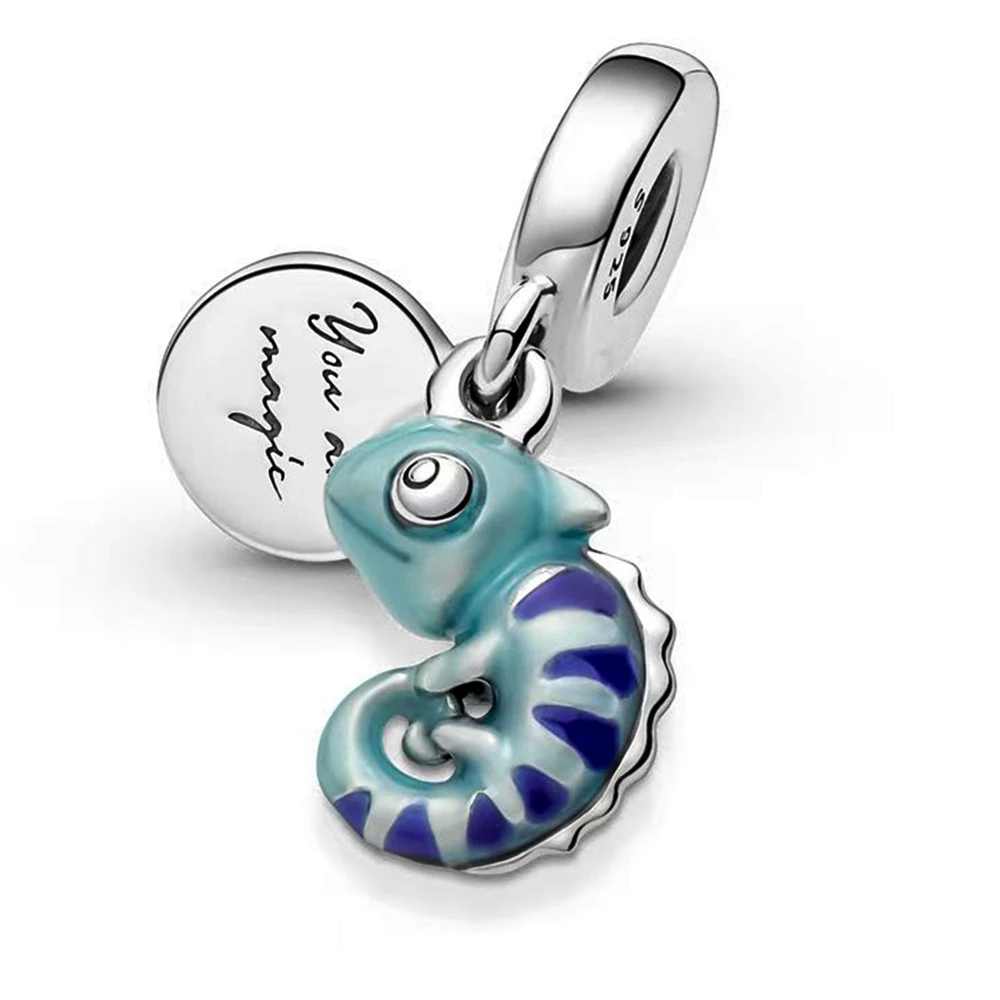 Color-changing Chameleon Dangle Charm Silver Colors Fit Pandora Charms Silver 925 Original Bracelet for Jewelry Making