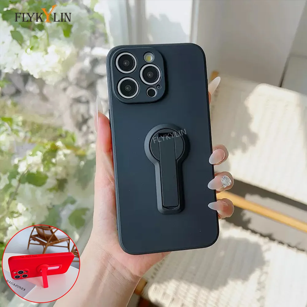 Luxury Hidden Folding Bracket Stand Matte Silicone Phone Case