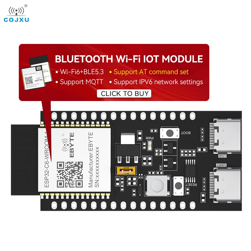 ESP32-C6 블루투스 와이파이 테스트 키트, USB 인터페이스 ESP32 테스트 보드, 간편한 사용, 2.4GHz, BLE5.3, WiFi6, COJXU, ESP32-C6-WROOM -1 TB