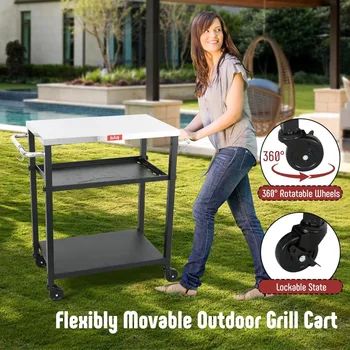 Movable Outdoor Grill Table 1