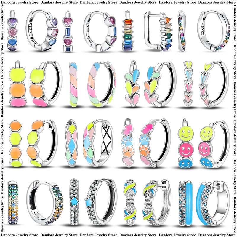 

2023 New in 925 Silver Luminous Color Changing Hoop Earrings Women Jewelry Luxury Gift Original Design Color Zircon Earring Hot