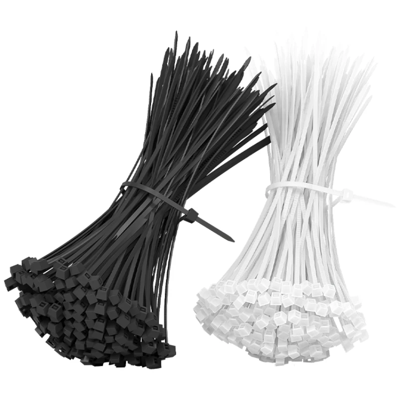 Plastic anchor cable tie with self-locking nylon buckle to fix the tie wire in black white color 100pcs cable ties