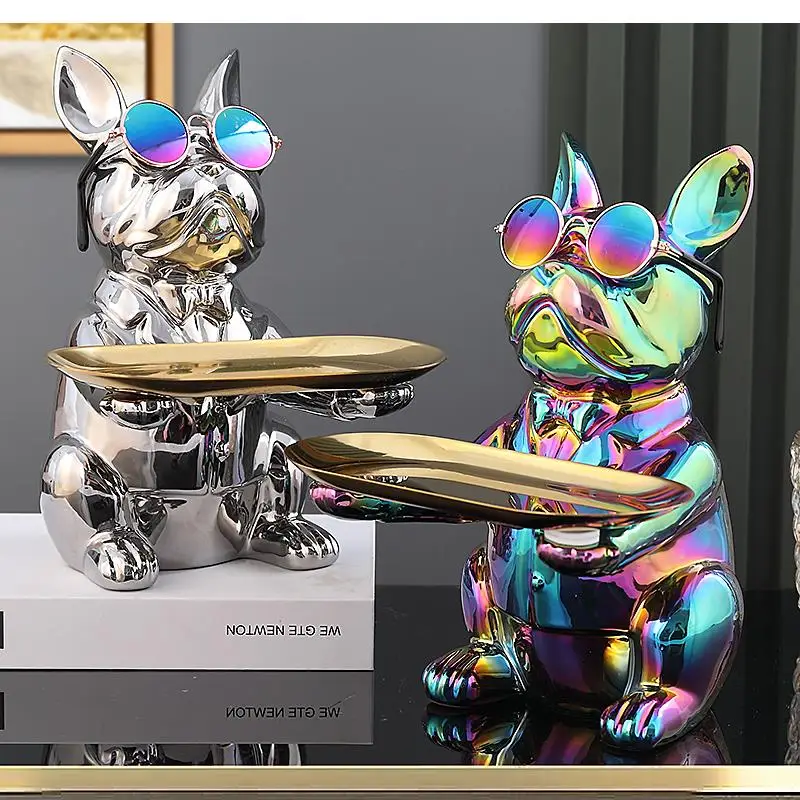 

Керамическая тарелка для хранения скульптуры собаки, домашний декор, гостиная, скульптура, коллекция животных влюбленных, подарки