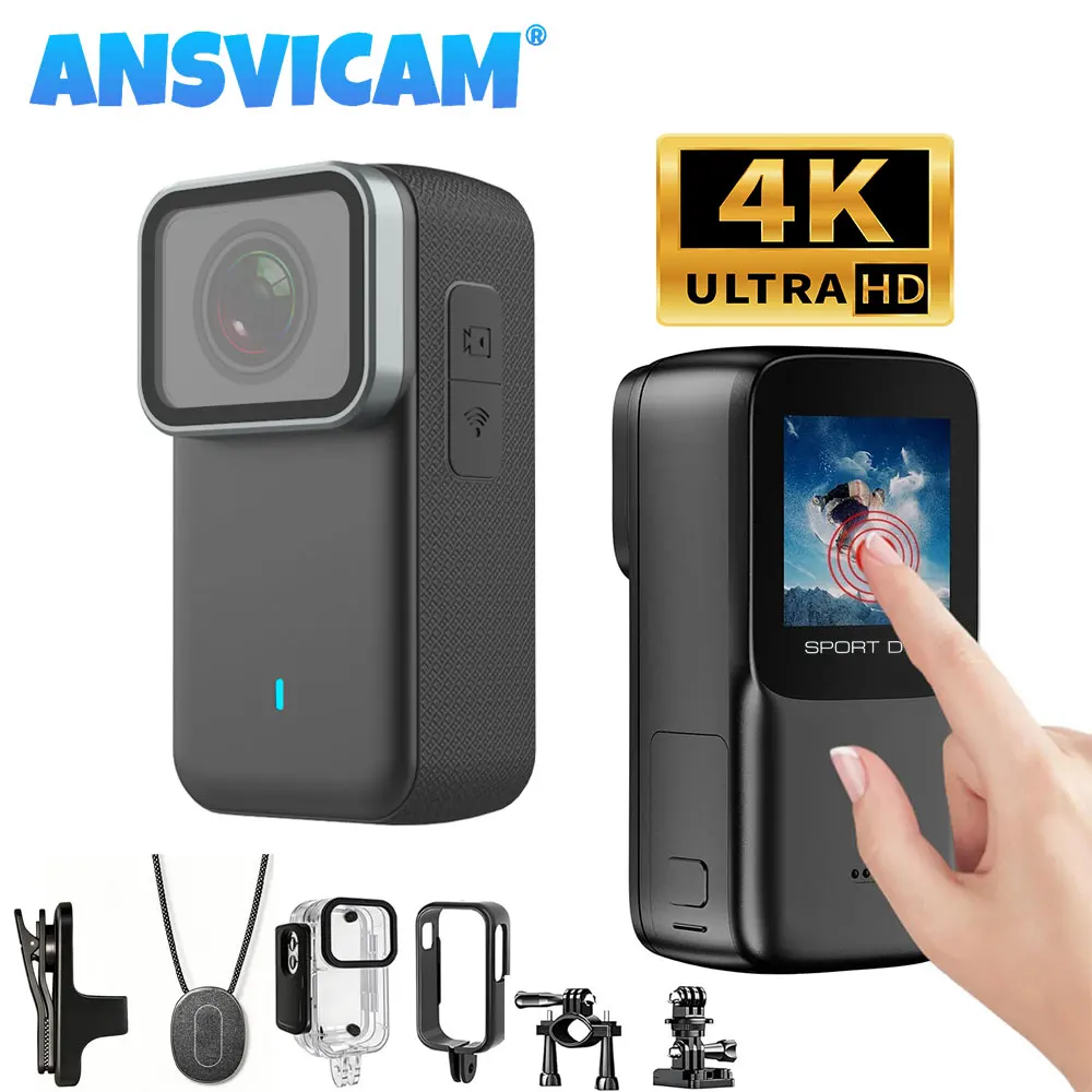 ANSVICAM 4K Mini HD Wifi Action 6-axis Stabilization Motorbike POV Camera Sports Magnetic Wearable Waterproof Thumb Cam_voghion.com