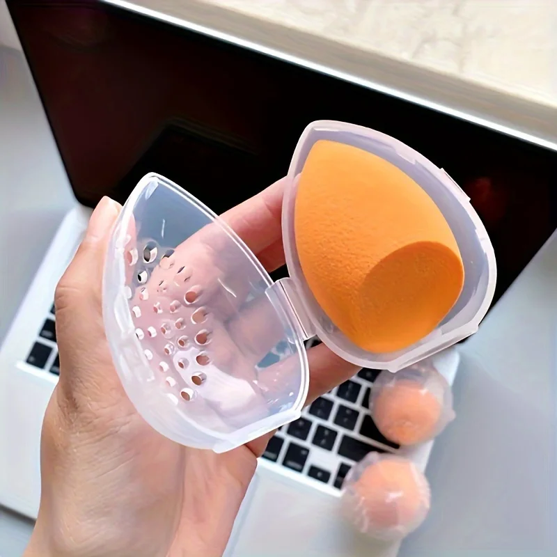 1pc Protective Makeup Sponge Travel Case - Breathable Beauty Blender Holder Clear Storage Box - Travel Accessories 2