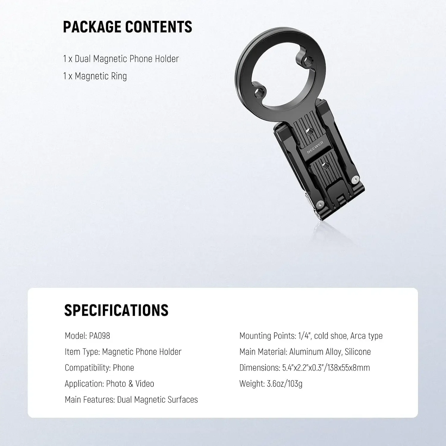 Dual Magnetic Phone Tripod Stand Metal Cell Mount Grip for MagSafe iPhone Samsun