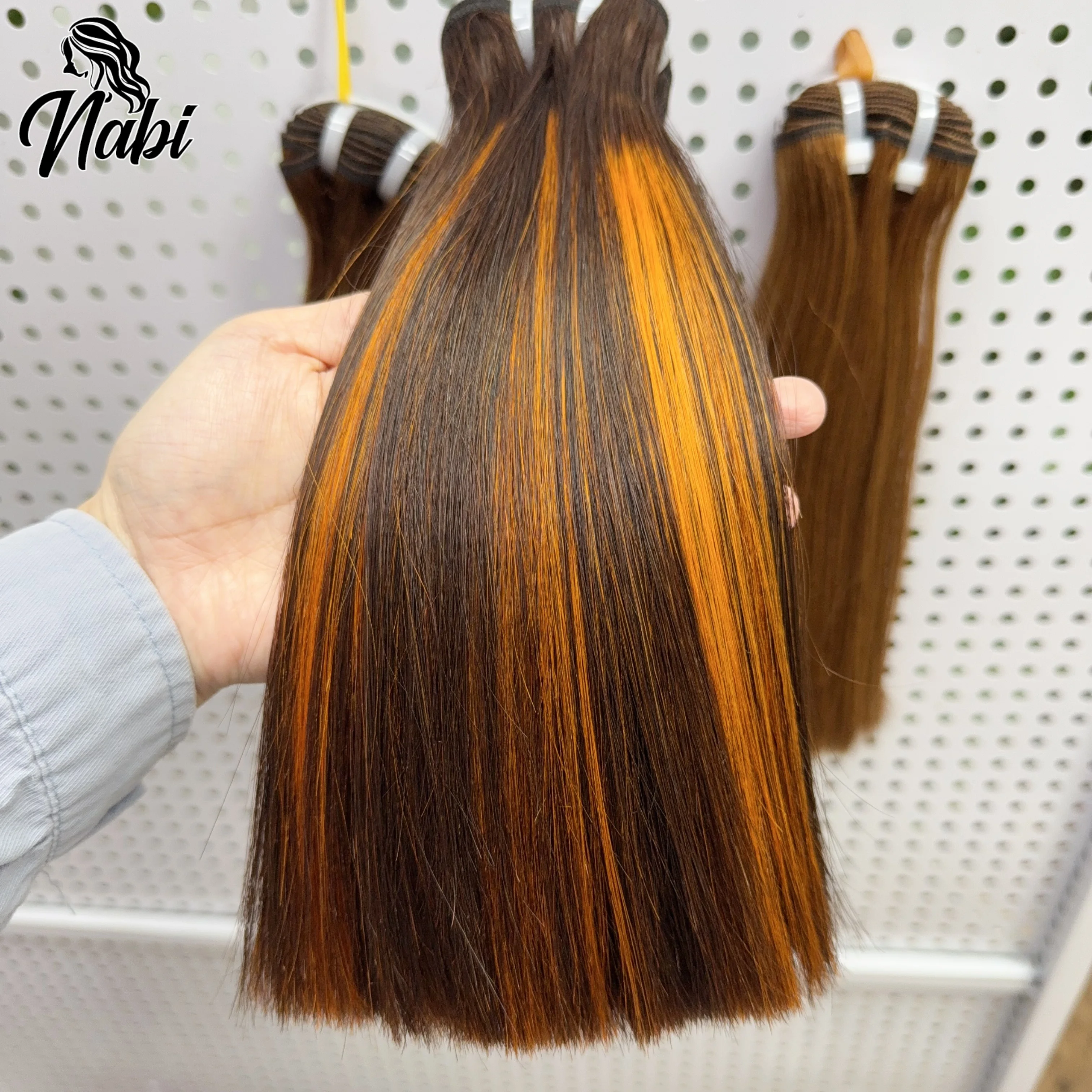 Nabi 16A Double Drawn Hair Bundles Straight Raw Vietnamese Human Hair Unprocessed Bundles Weft 4/27# 99J# Black Women