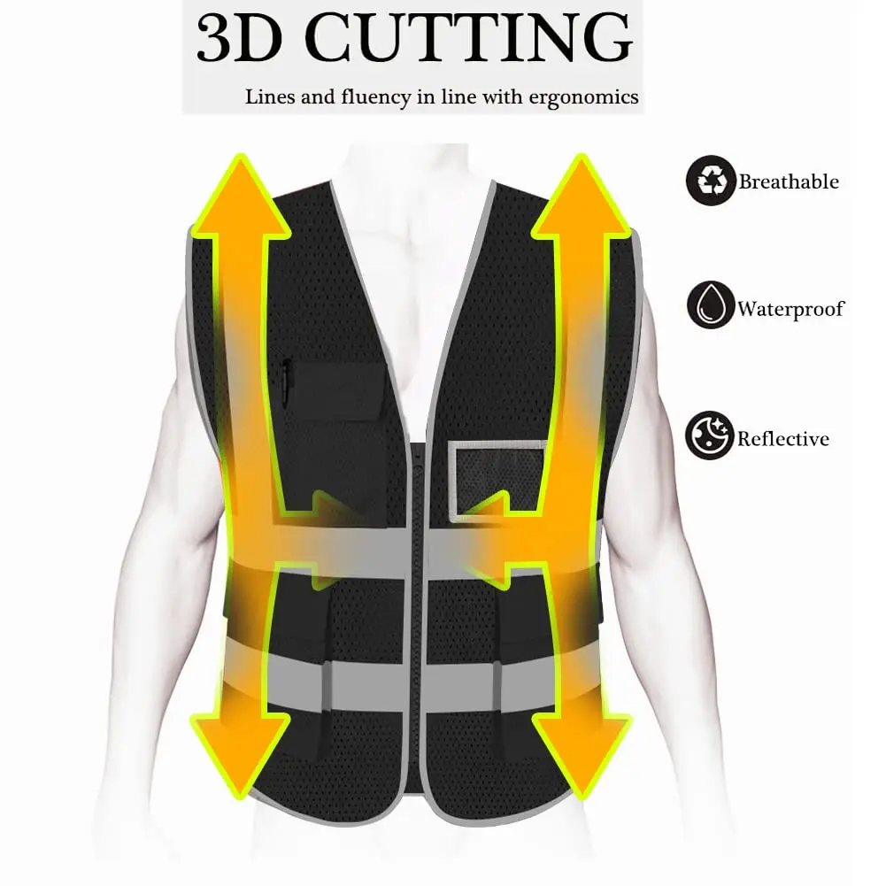 Reflective Safety Vest High Visibility Signal Vest Work Safety Jacket For Men Luminous Fluorescent