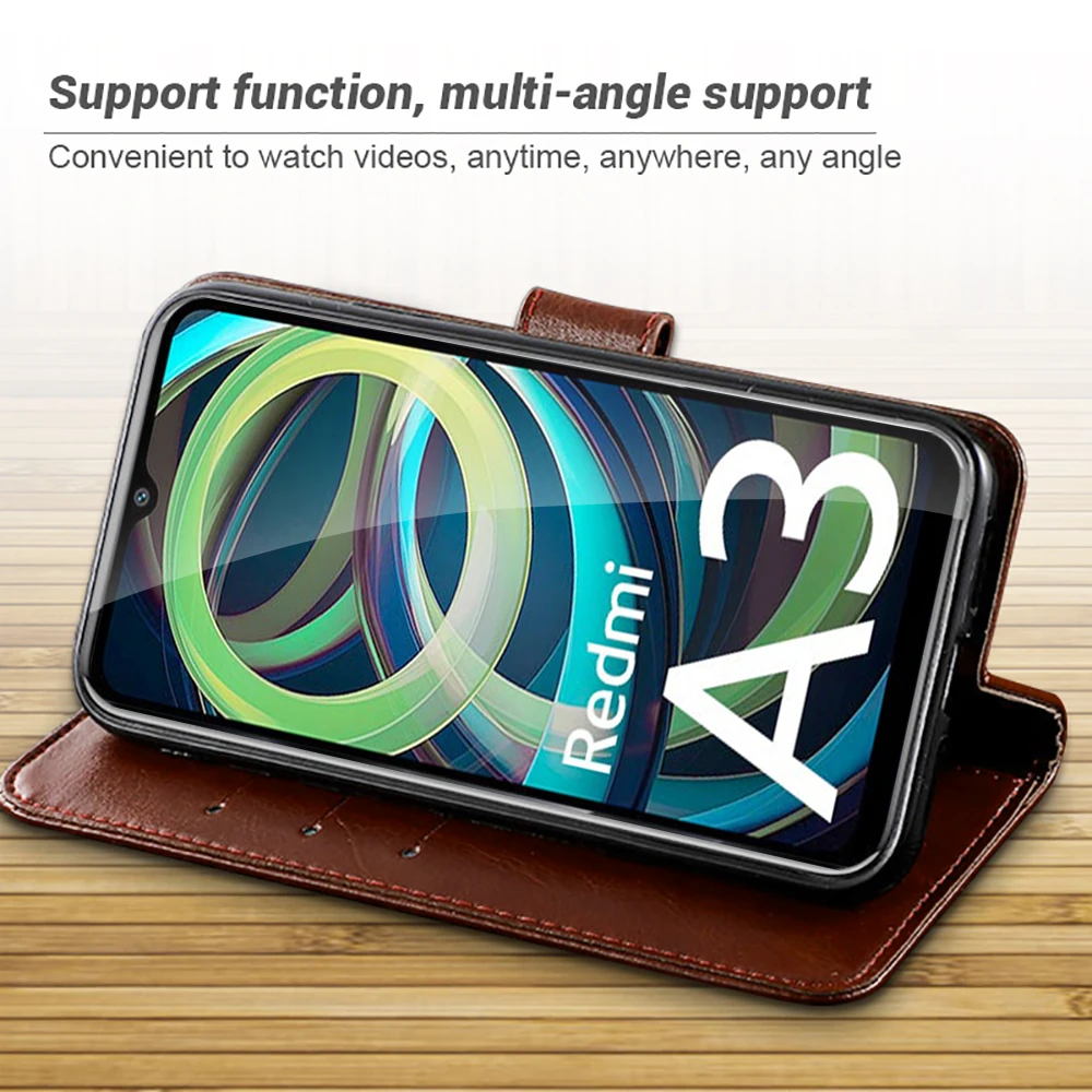 Leather Wallet Case For Xiaomi Redmi A3 4G Book Style Flip Cover Magnetic Stand Coque RedmiA3 6.71"