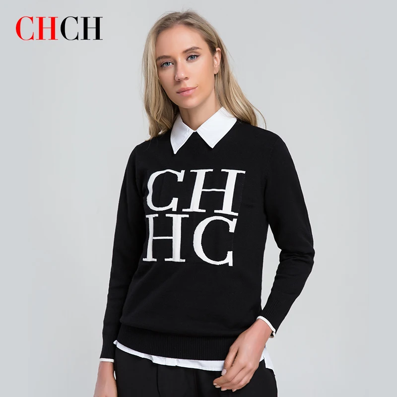 CHCH 2024 nueva moda Casual suéter de mujer Otoño Invierno clásico cálido jersey femenino sudadera de punto