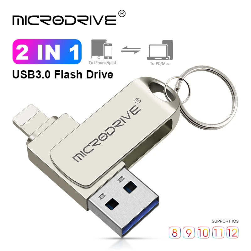 Rotate Usb 3.0 Flash Drive For Iphone With 2 In 1 Usba To Lightning