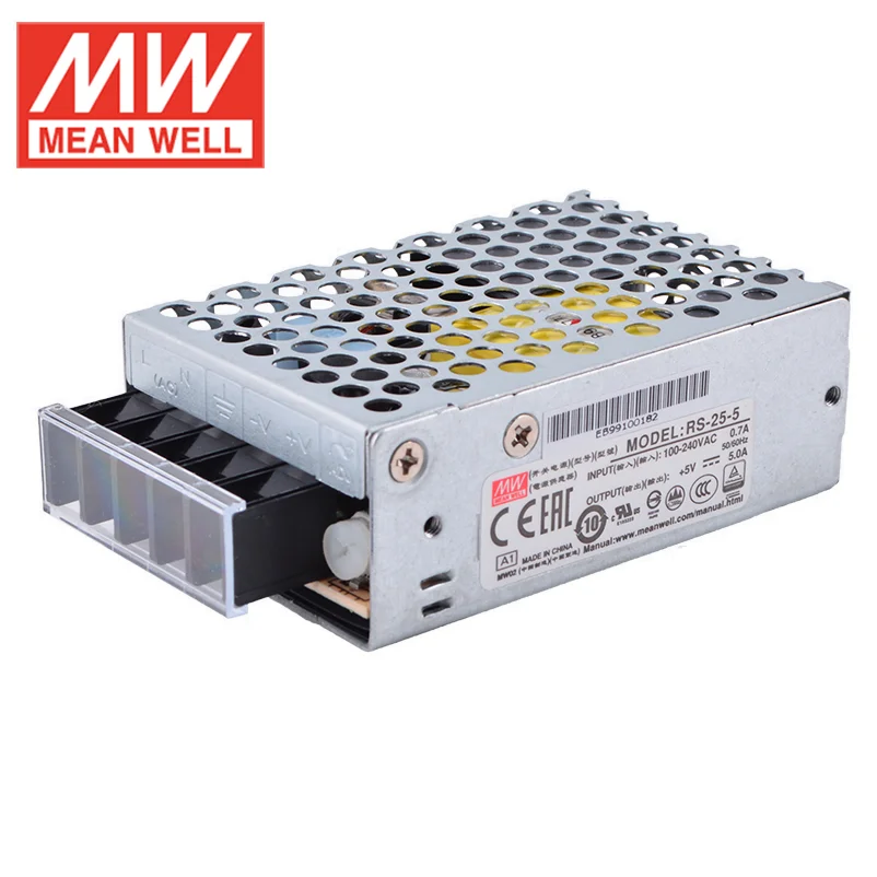 MEAN WELLpower 공급 장치, RS-25 RS-25-3.3 RS-25-5 RS-25-12 RS-25-15 RS-25-24 RS-25-48, Meanwell 25W