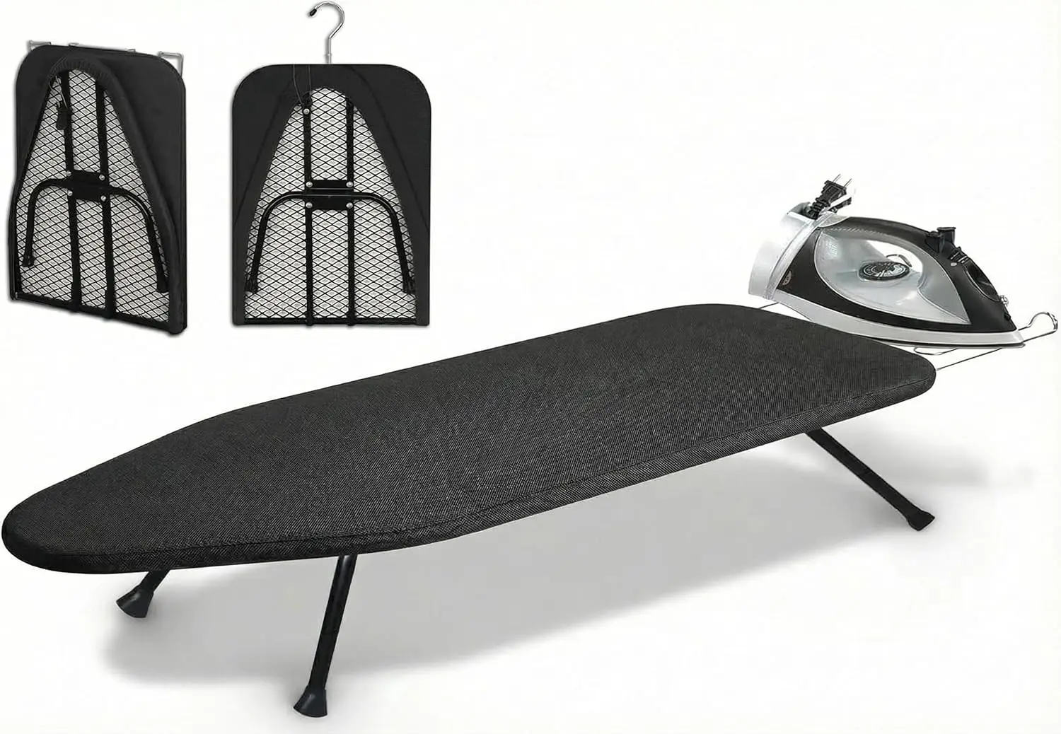 Plancha Plegable con Marco de Hierro, Tabla de Planchar de 100×31cm, Funda Anti-Calor y Almohadilla de Algodón