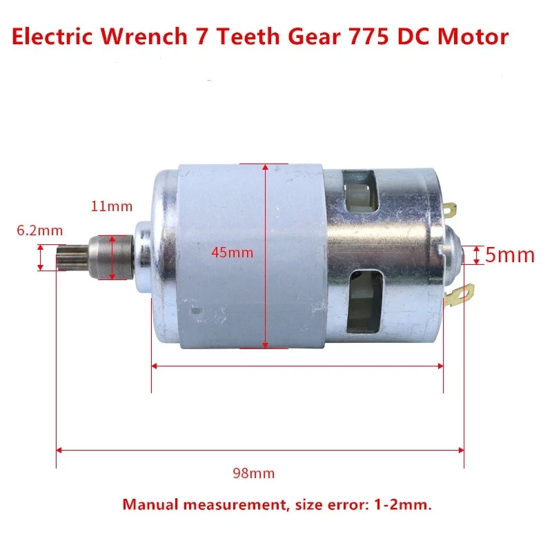 

DC 18V-21V Electric Wrench 7 Teeth Gear 775 DC Motor Lithium Battery Impact Wrench Accessories Moter Engine