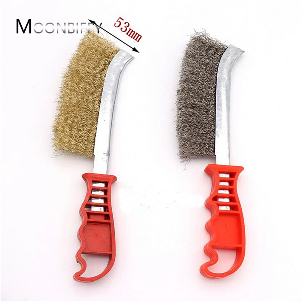 Bbq Grill Cleaner Brush Handle Spazzola In Filo D'Acciaio Plastica Rossa Placcatura In Rame Spazzola Antiruggine Accessori Per La Pulizia Della Rete D