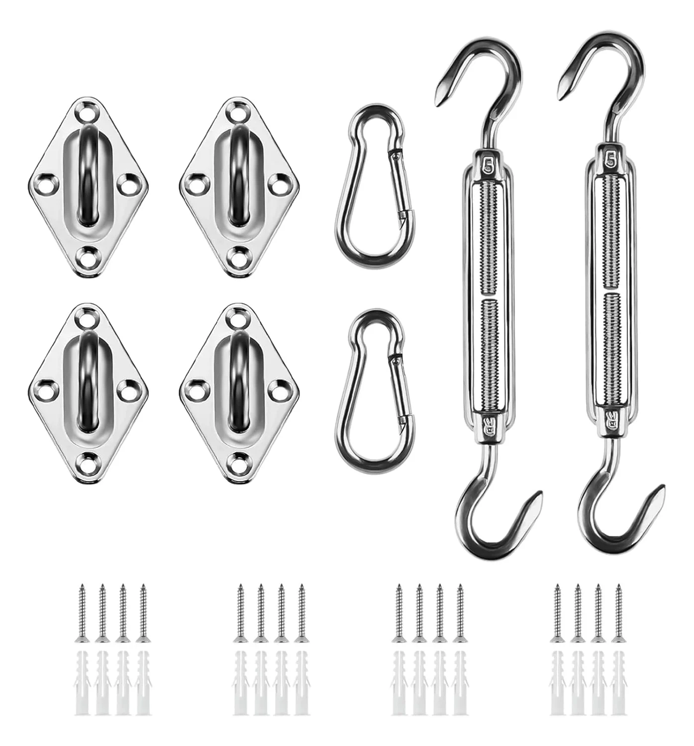 TooTaci Kit Vela Parasole: Cavo In Acciaio Inox 304 E Accessori Per Ombreggiante - Installazione Facile Per Giardino, Terrazzo E Piscina
