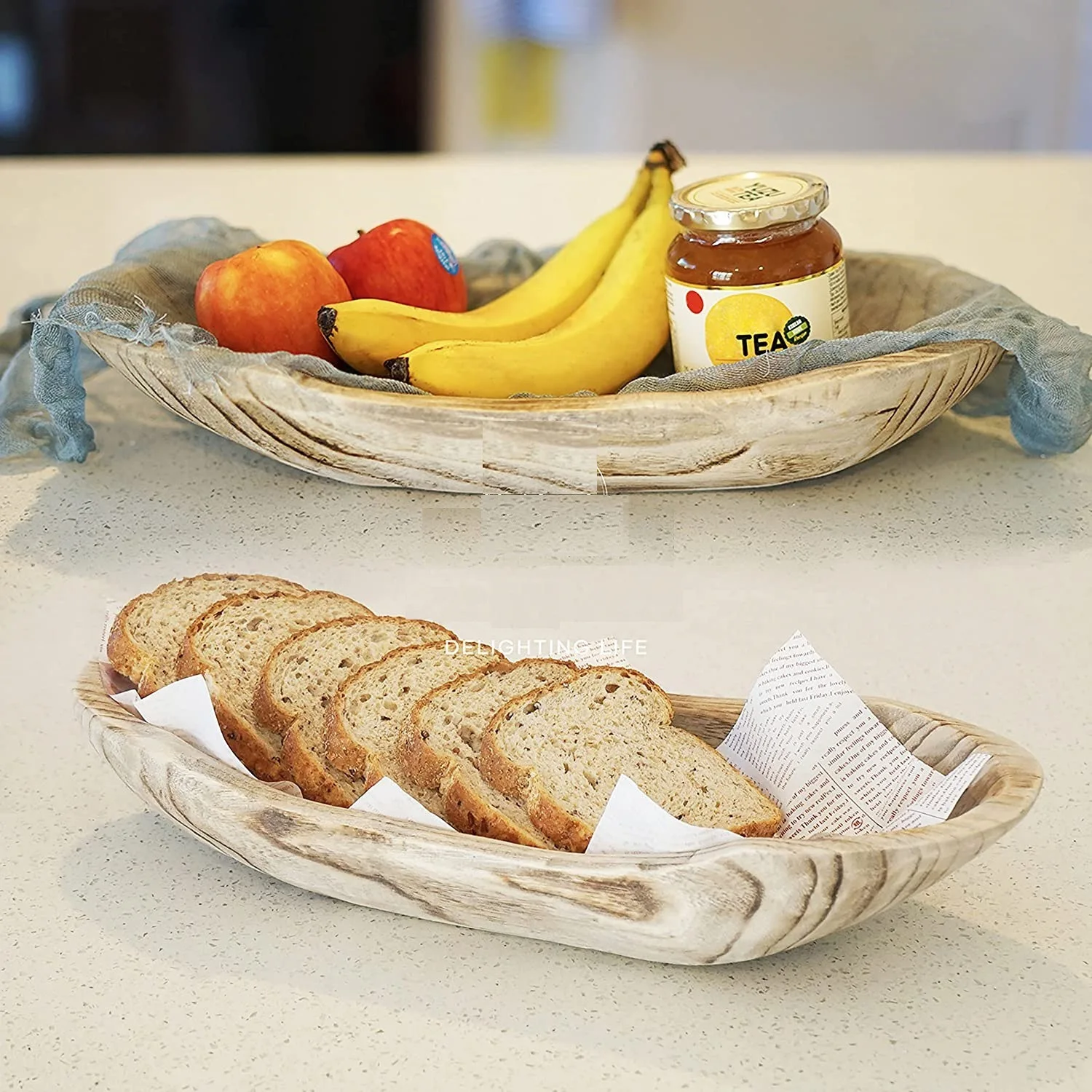 Paulownia Wooden Boat Type Fruit Tray Homestay Natural Village Decorate Retro Old Living Room Solid Wood Candy Plate Snack Plate 3