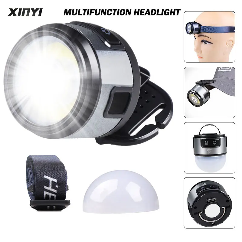 

Powerfull Multifunction Light with magnet and hook LED Headlamp USB Rechargeable hat clip light For Camping working Light Lamp