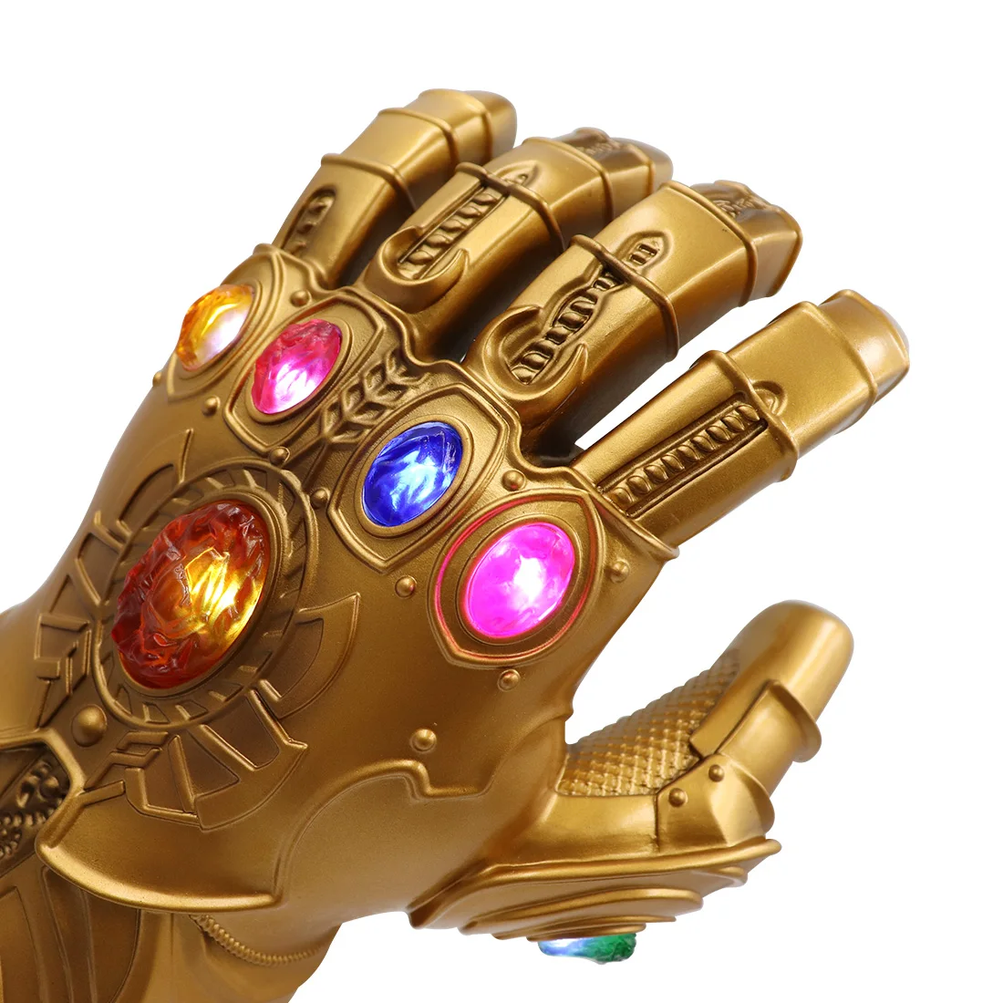 Cos Infinity War Infinity Gauntlet Led Light Thanos Guanti Action Figure Cosplay Supereroe Iron Man Child Costume Party Toy Gift