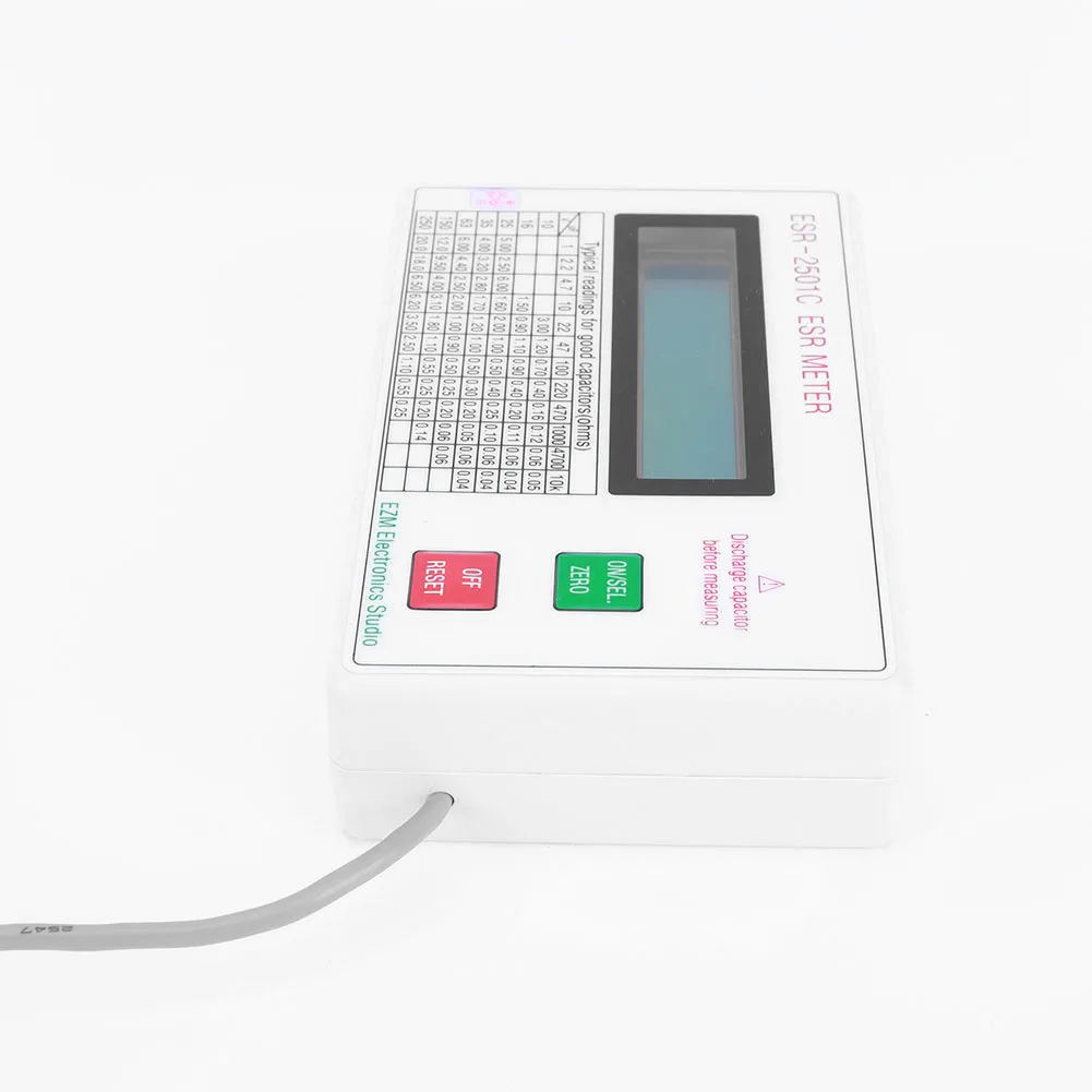 ESR Capacitor Tester Test In Circuit Capacitance Meter With Test Leads Clip Battery LCD Display ESR Meter Smart Shutdown 4