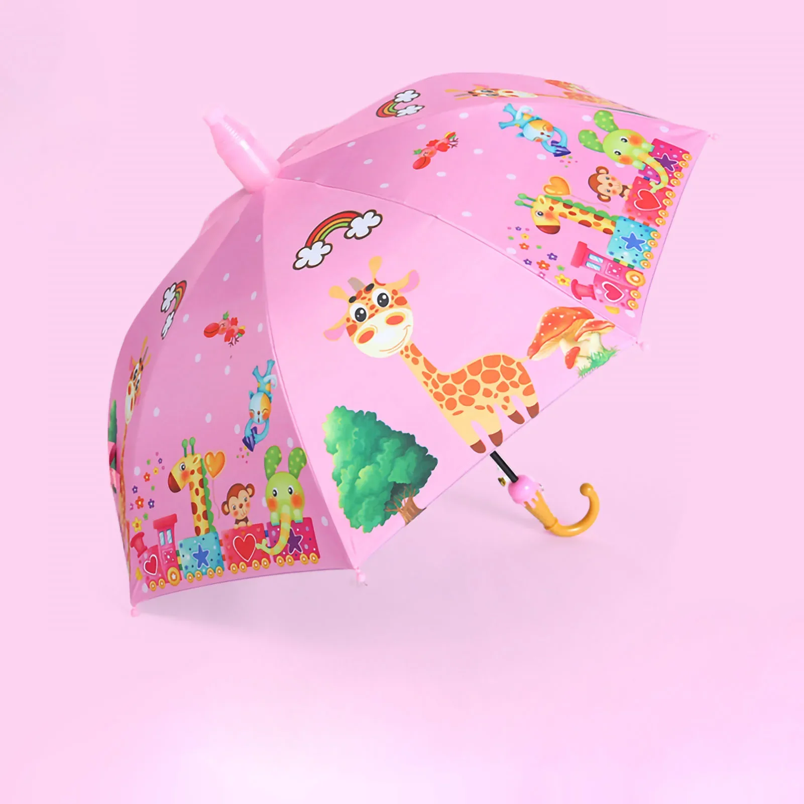 Cartoon Long Handle Umbrella Fully Automatic Cute Patterns Dual Use Children Umbrella For Kids Kindergarten