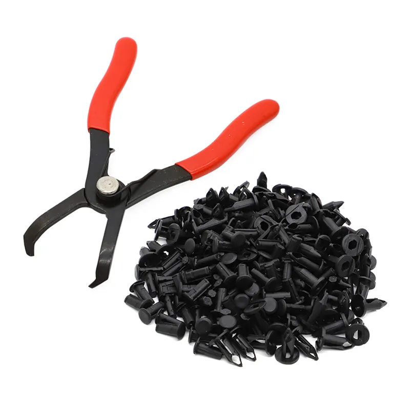 100PC + ATV UTV Plastic Body Rivet Pliers Tool W/ Rivets For Can