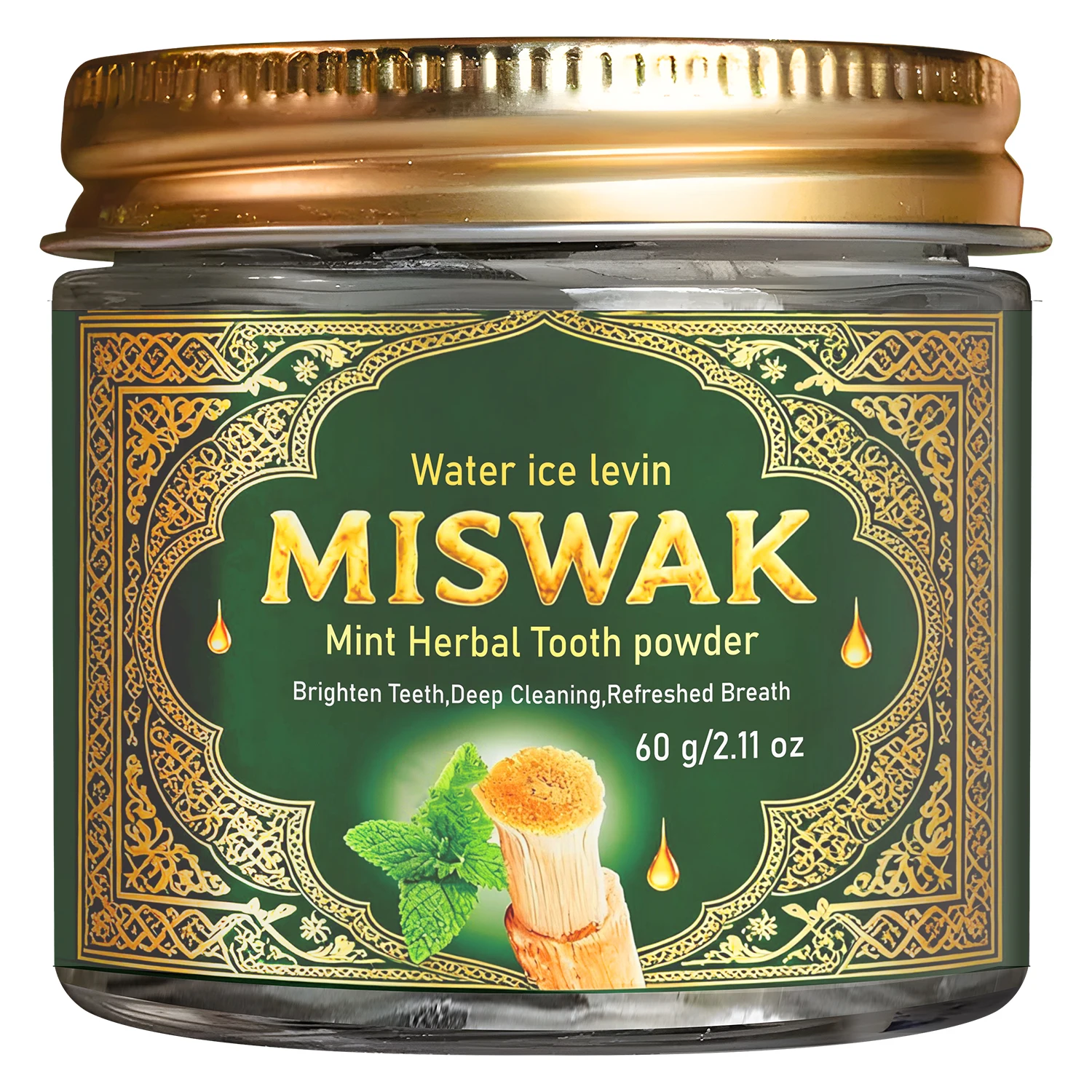 Natural Mint Herbal Tooth Powder for Whitening & Fresh Breath, 60g