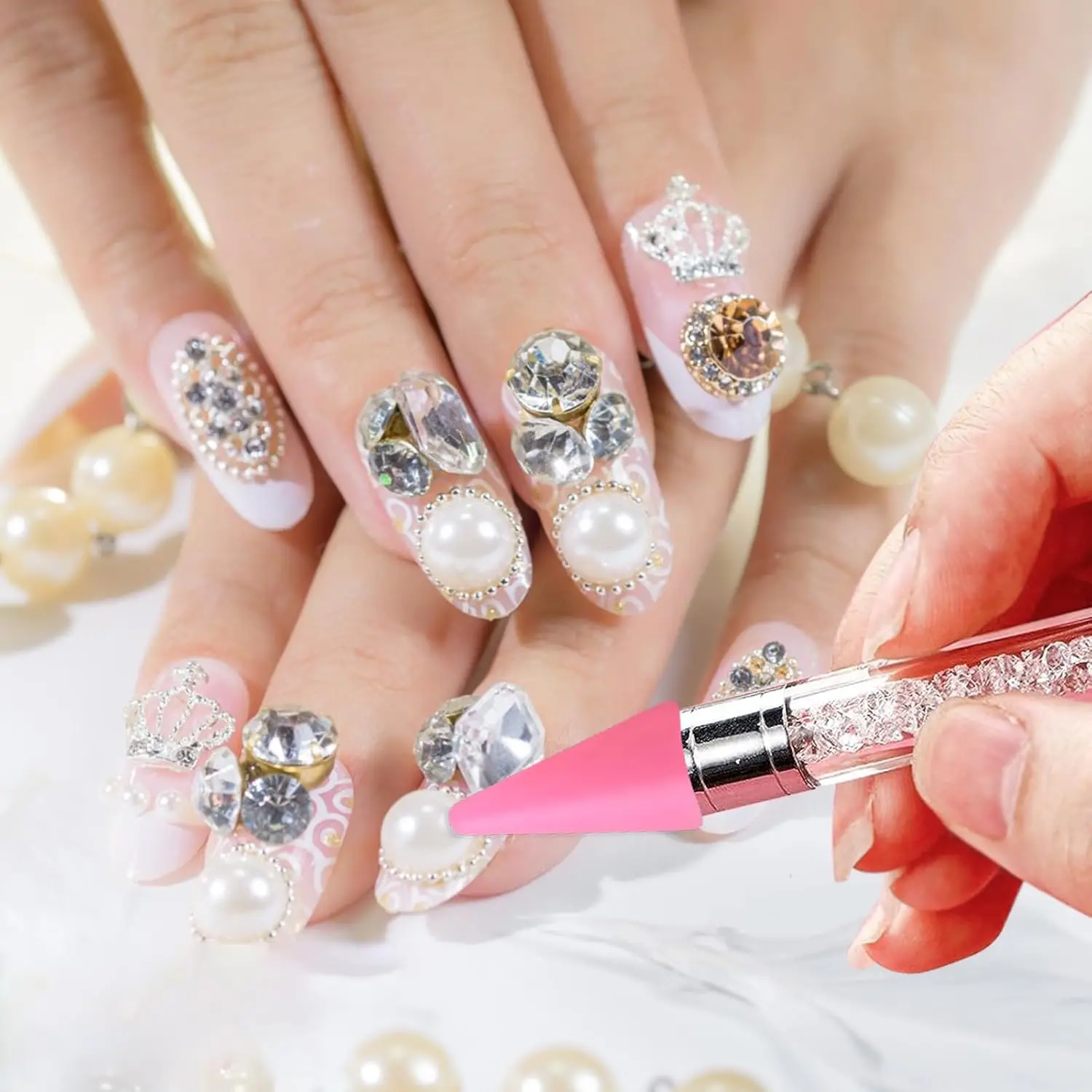 12 Pcs Wax Replacement Head Tips Rhinestone Picker Tool for Nail Dotting Pen to Pick Up Nail Gem Jewelry Wax Pen for Rhinestones 3