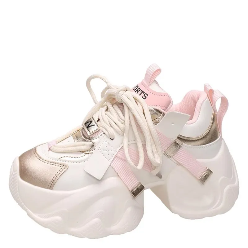 

2023 зимняя повседневная кожаная обувь, каблук 7,5 см, женская обувь на толстой подошве, теплые плюшевые спортивные туфли, женские туфли