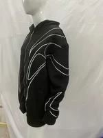 Street Retro Fashion Clothing Striped Embroidered Black Double Zipper Hoodie American Hip-hop Punk Oversized Sweatshirt women - Image 5