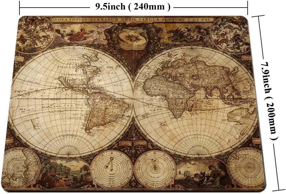 Vintage World Map Mouse Pad  Image of Old Map In 1720s Nostalgic Style Art Historical Atlas Mouse Pad Brown Beige
