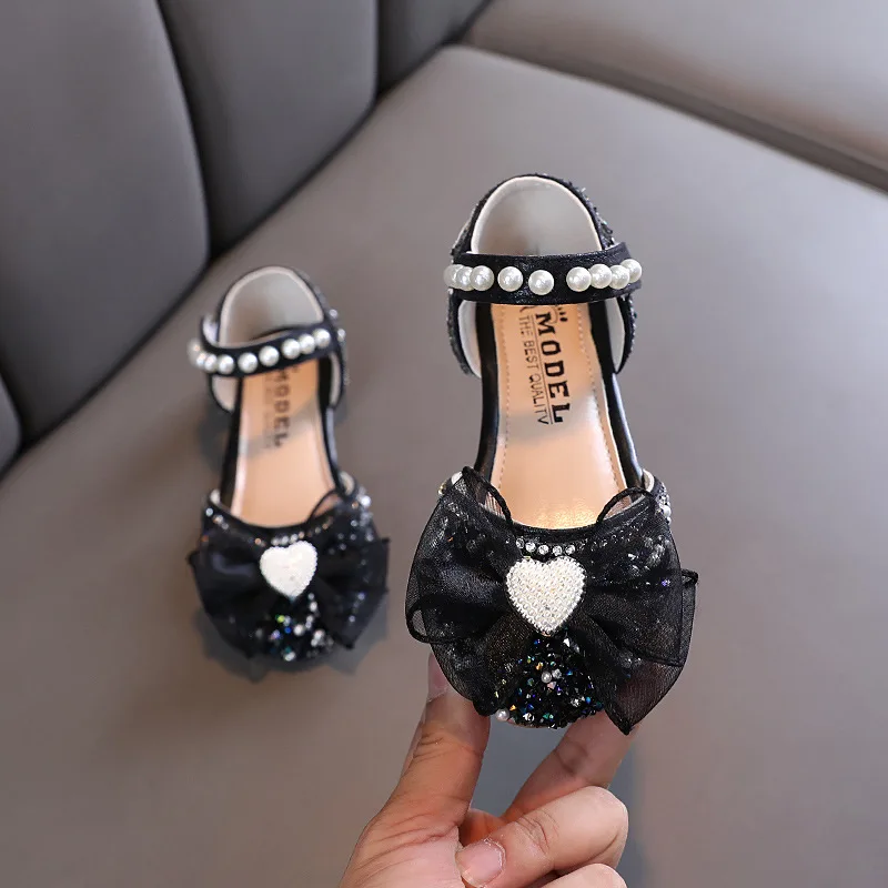Girls Shoes Cute Bow Mules Clogs Spring Summer Love Girls Princess Shoes Flat Heel Kids