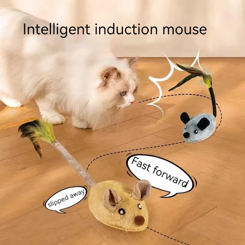 

Cat Toy Self-Happy Boredom Relief Artifact Electric Simulation Little Mouse Amusing Cat Stick Consumption Dodge PlaymateMultiple