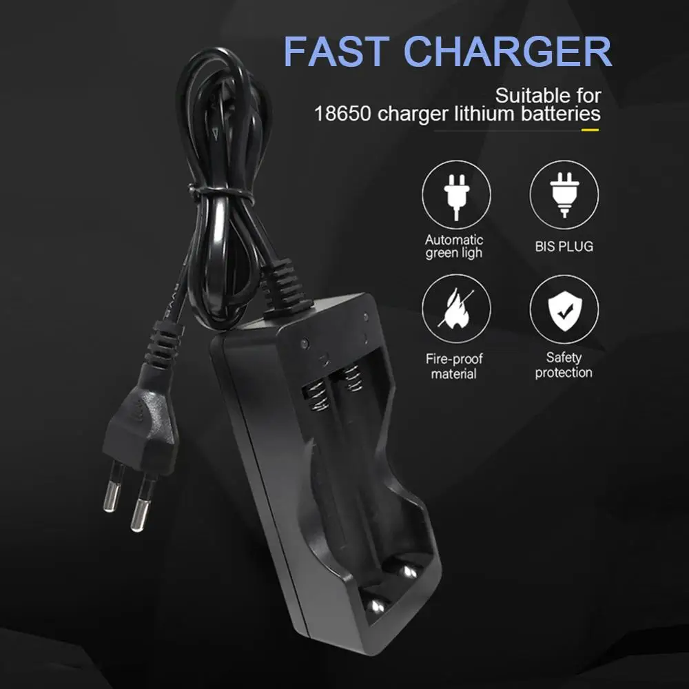Universal 18650 Battery Charger US EU Plug 2 Slots Smart Charging 18650 Li-ion Rechargeable Lithium Battery Charger
