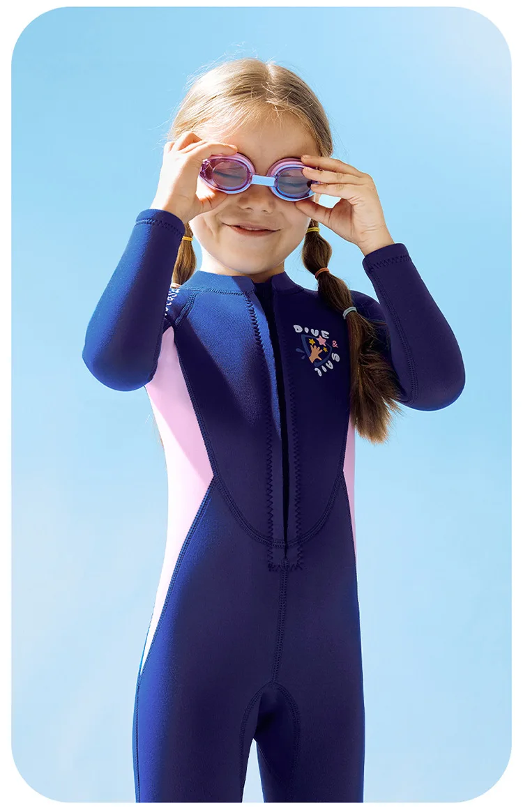 Description Picture 4 of itemKids Surfing Wetsuit 2.5mm Neoprene Fullbody Diving Suit for Girl Scuba Thermal Swimwear Thick Swimsuit Children Wet Suits